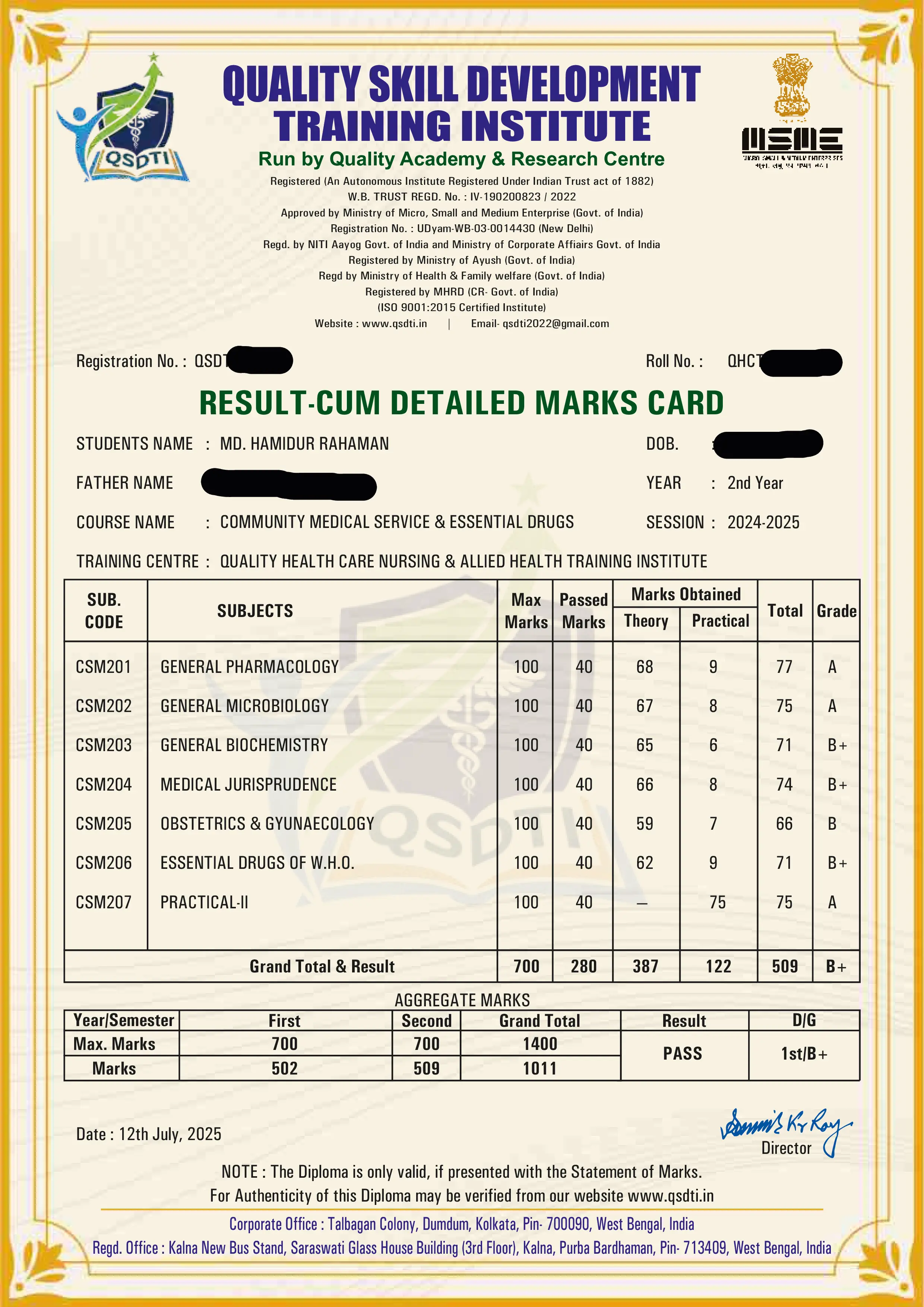 Demo Marksheet Part 2